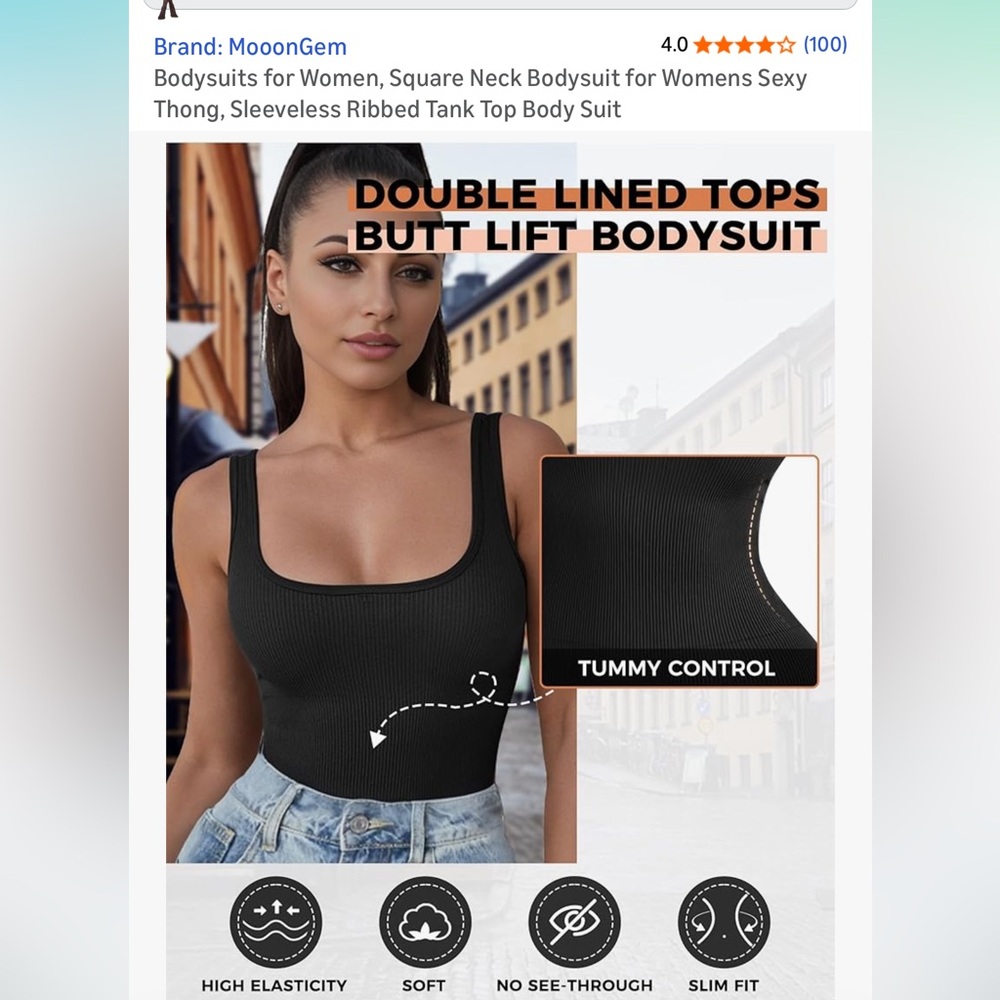 Black Sleeveless Ribbed Bodysuit